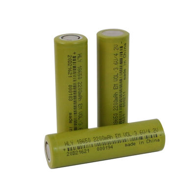 ลิเธียมไอออนแบบชาร์จไฟได้น้ำหนักเบา 2200mah 18650 เซลล์แบตเตอรี่ UN38.3 HLY