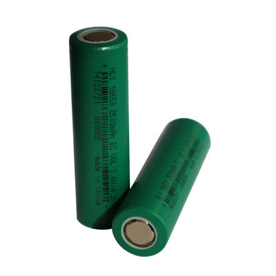 18650 3.6 โวลต์ 2500 มิลลิแอมป์ชั่วโมง Li Ion แบตเตอรี่ชาร์จลิเธียมเซลล์ UN38.3
