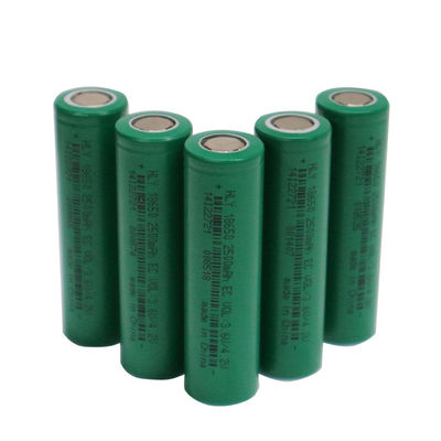 18650 3.6 โวลต์ 2500 มิลลิแอมป์ชั่วโมง Li Ion แบตเตอรี่ชาร์จลิเธียมเซลล์ UN38.3