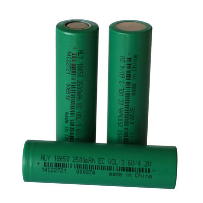 3.6V 2500mah Li Ion 18650 ชุดแบตเตอรี่เซลล์ทรงกระบอกอายุการใช้งานยาวนาน 500 ครั้ง